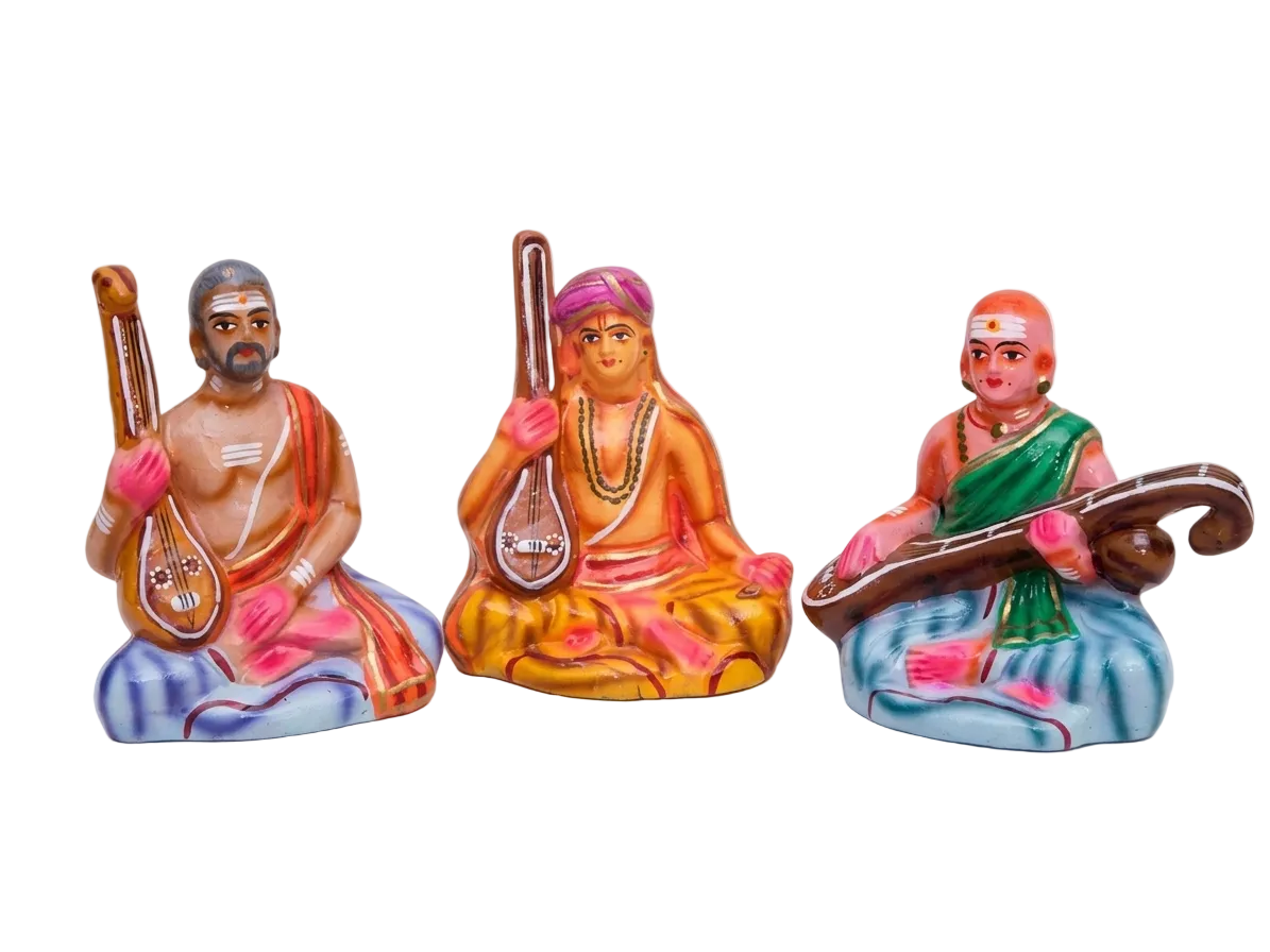 Sangeetha Mummurthigal 7-Inch Paper Mache Set (Trinity Statues)