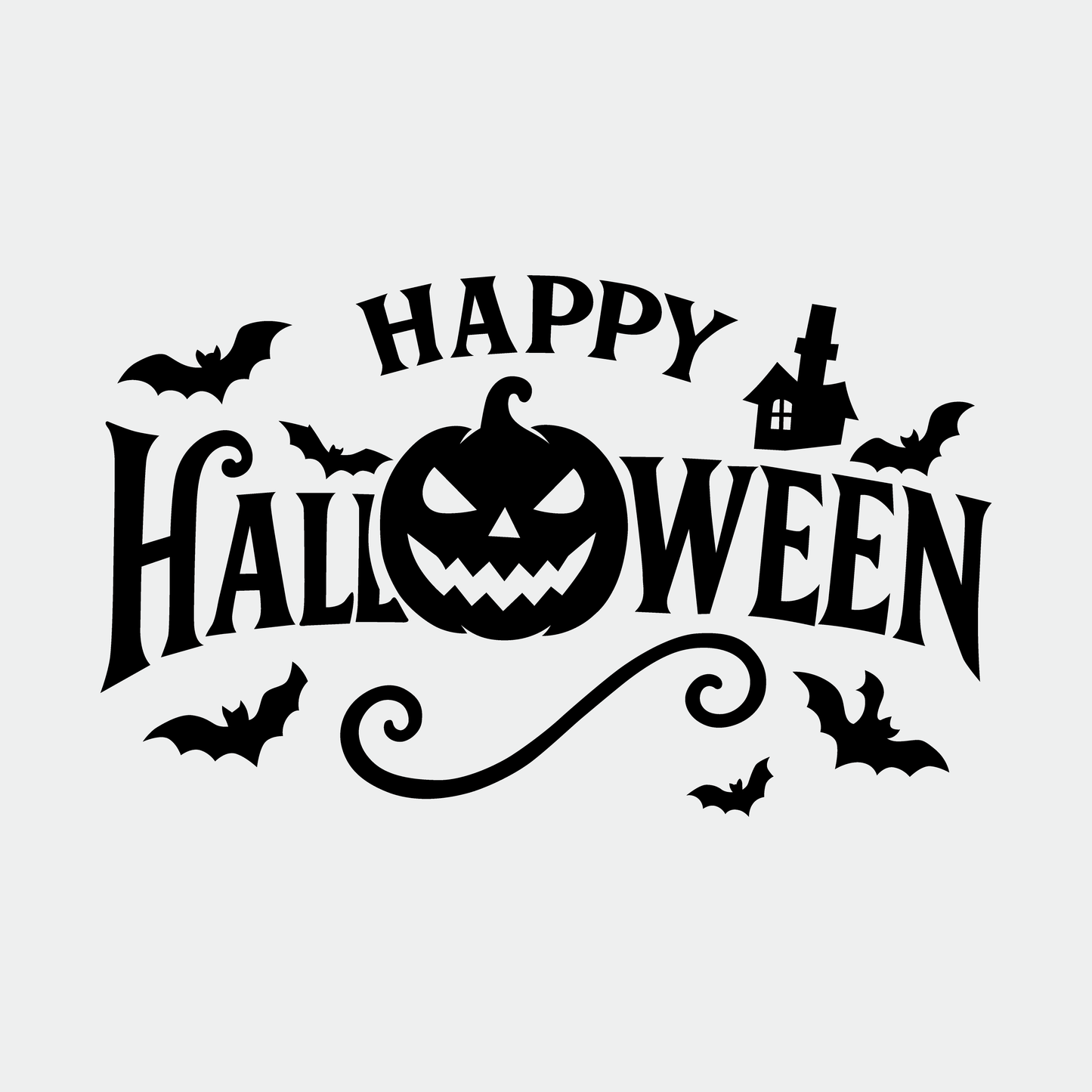 Happy Halloween Clipart: Pumpkin, Bats, Haunted House (SVG, PNG)