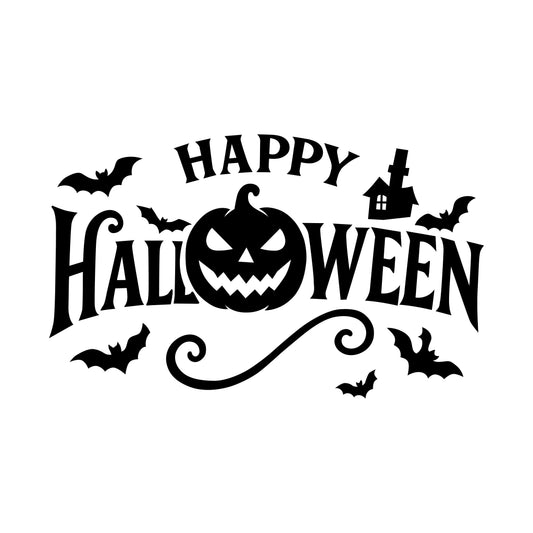 Happy Halloween Clipart: Pumpkin, Bats, Haunted House (SVG, PNG)
