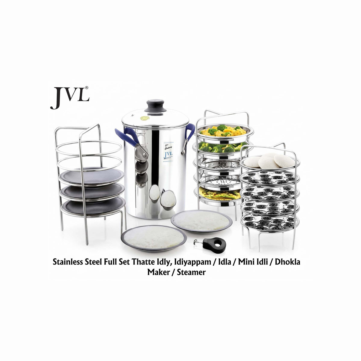 JVL Premium Stainless Steel Multi Steamer Set