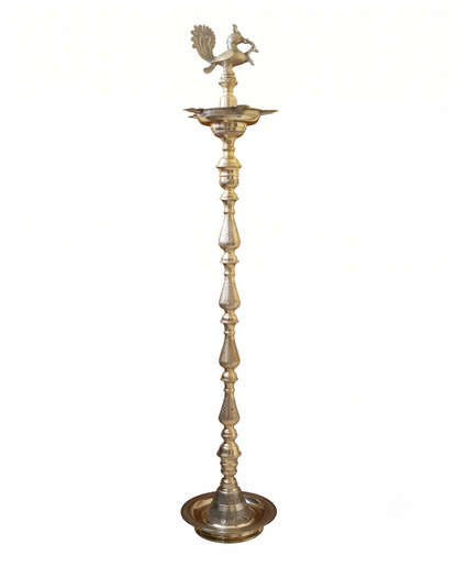 7ft Brass Peacock Standing Diya Mayil Vilakku