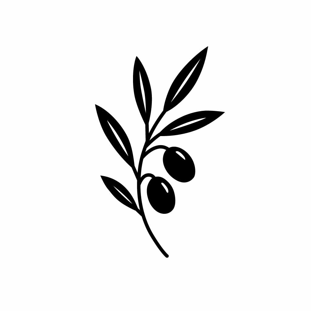 Minimalist Olive Branch SVG | Botanical Line Art Clipart | Floral Leaf Silhouette Design