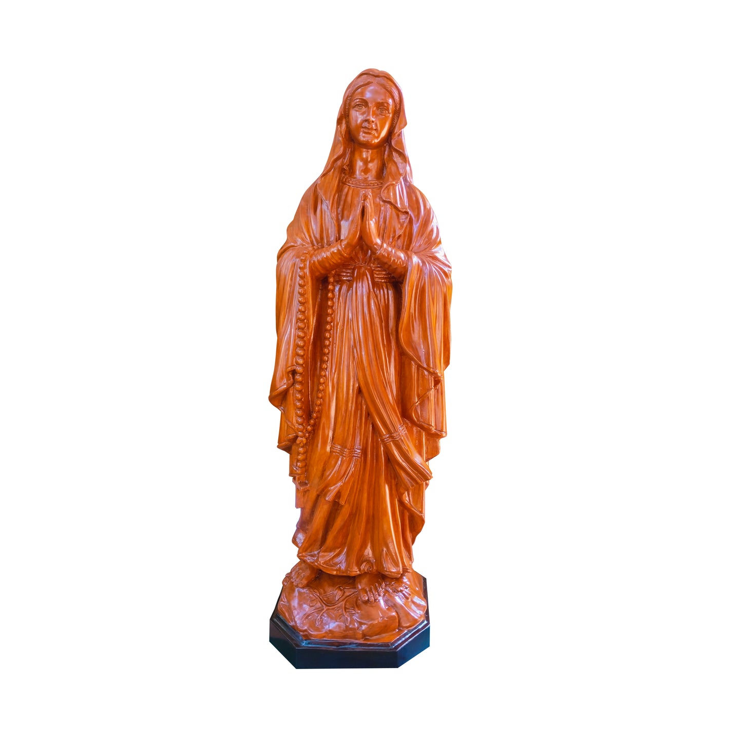 Wooden Mother Mary Prayer Statue | Handcrafted Christian Religious Décor