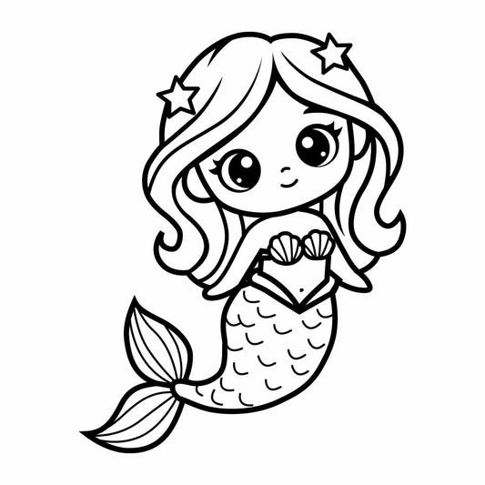 Kawaii Mermaid Clipart SVG - PNG & EPS