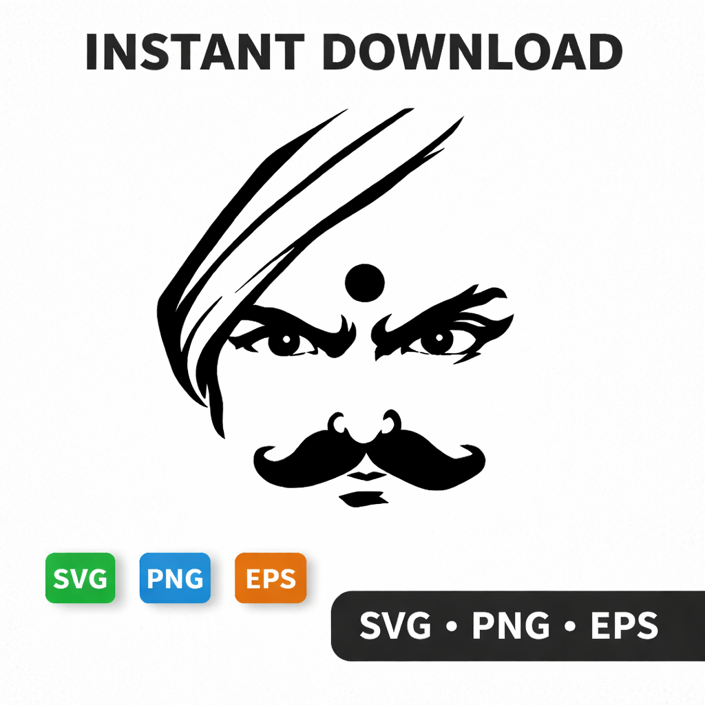 Tamil Poet Bharathiyar Art | SVG PNG Digital Download