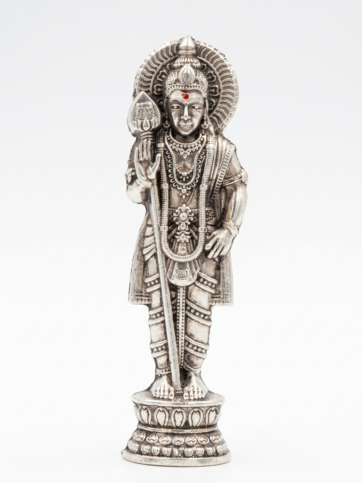 Murugan with Vel Idol – Silver Antique Finish Zinc Alloy Murthi (3.7 Inches)
