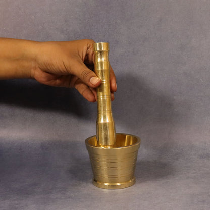 Premium Brass Mortar and Pestle Set | Traditional Spice Grinder & Herb Crusher