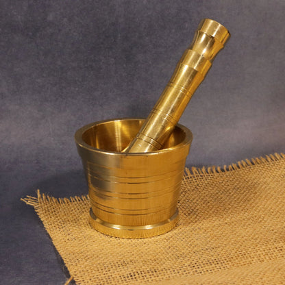 Premium Brass Mortar and Pestle Set | Traditional Spice Grinder & Herb Crusher