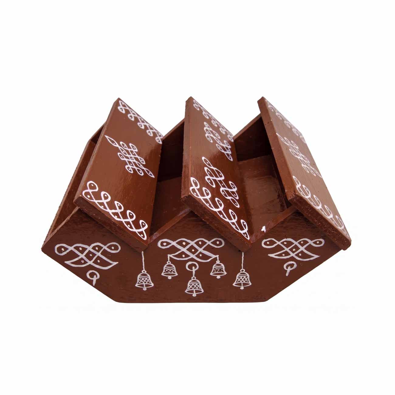 Coolboss Golu Padi - 7-Inch 3-Step Miniature Wooden Stand for Navratri Dolls