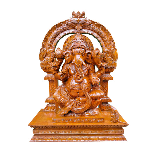 Coolboss Handcrafted Wooden Lord Ganesha Idol with Decorative Arch