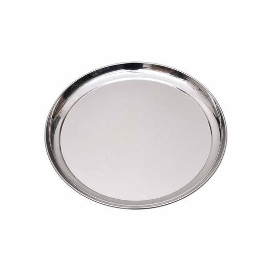 12″ Round Stainless Steel Thattu | Multipurpose Thali Plate