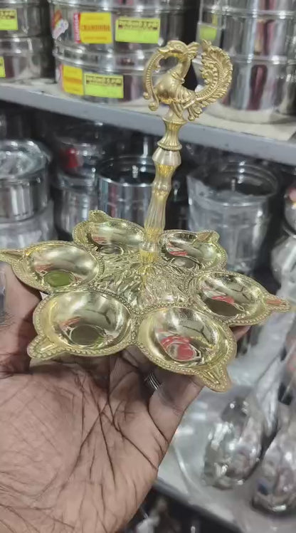 Brass Six Face Diya