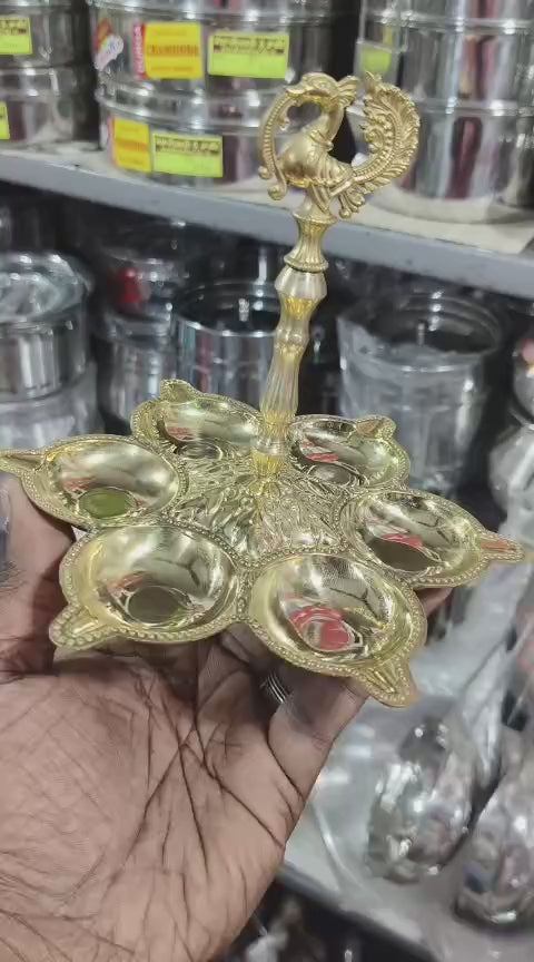 Brass Six Face Diya