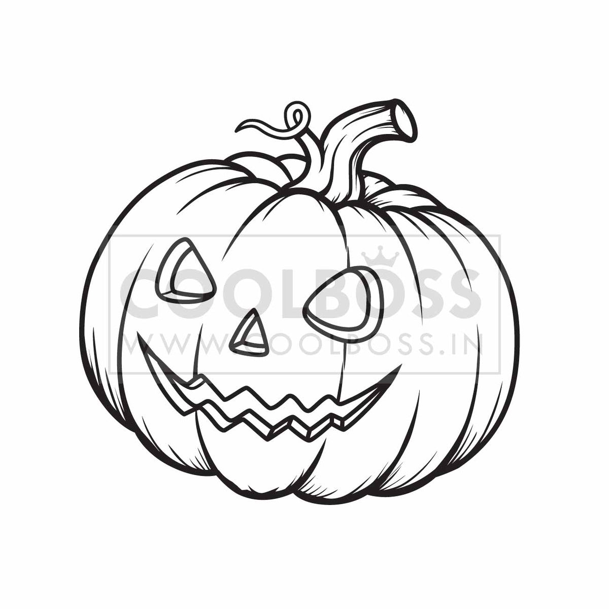 Halloween Jack-o'-Lantern Pumpkin Line Art Vector Illustration Instant Download