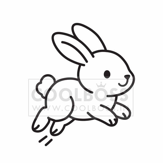 Jumping Bunny Outline Vector Graphic – Cute Hopping Rabbit Clipart & Coloring Design