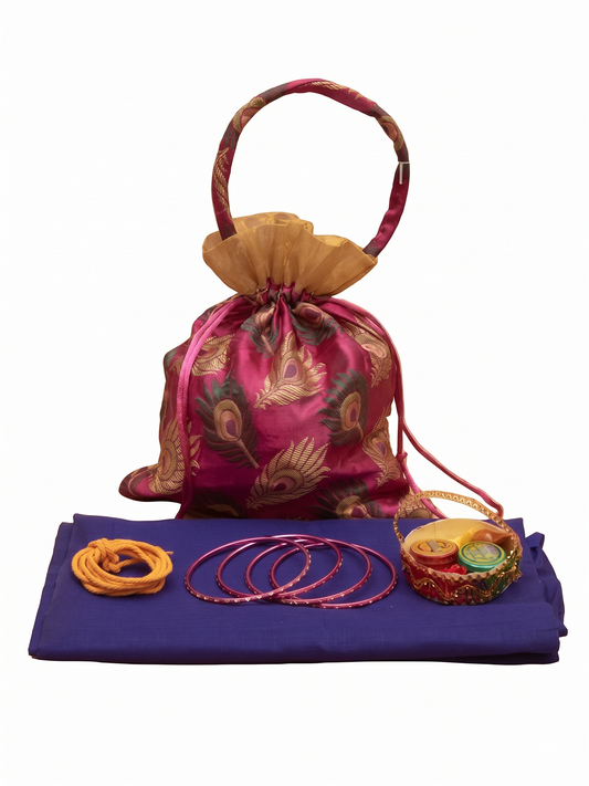 Indian Return Gift Set: Pouch, Bangles & Kumkum