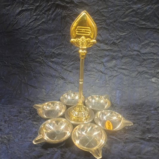 6" Arumugam Vilakku Brass 6 Deepam