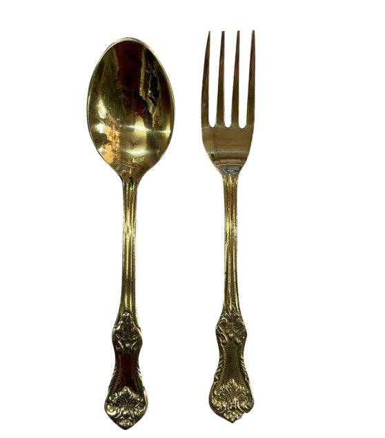 Brass Spoon and Fork Set – 7 Inch | Traditional Indian Dining Cutlery