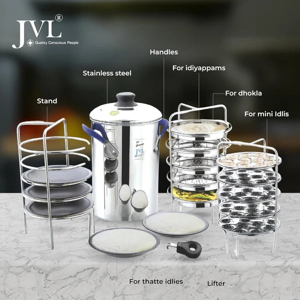 JVL Premium Stainless Steel Multi Steamer Set