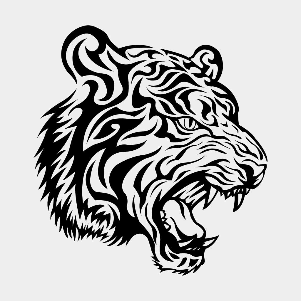 Roaring Tiger SVG Tribal Animal Vector