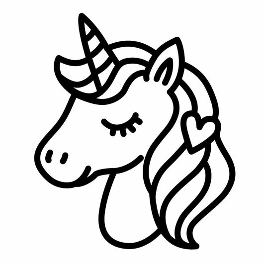 Cute Unicorn Head SVG | Kawaii Unicorn Clipart | Kids Coloring Unicorn Line Art | Cricut  & Silhouette cut file | PNG EPS SVG