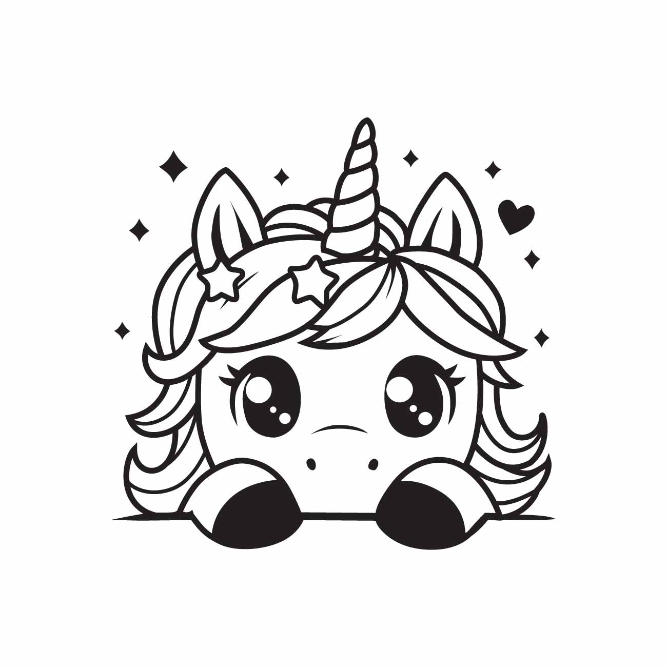 Cute Peeking Unicorn SVG PNG Digital Download