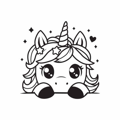 Cute Peeking Unicorn SVG PNG Digital Download