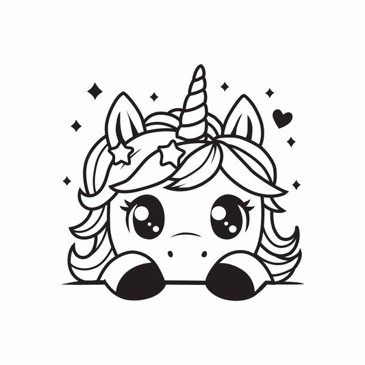 Cute Peeking Unicorn SVG PNG Digital Download