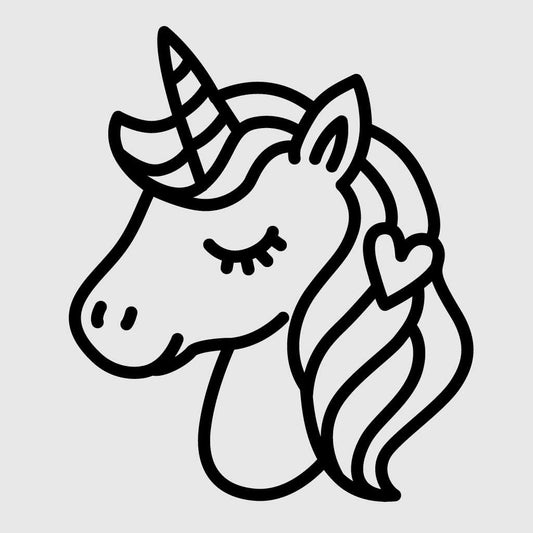 Cute Unicorn Head SVG | Kawaii Unicorn Clipart | Kids Coloring Unicorn Line Art | Cricut  & Silhouette cut file | PNG EPS SVG