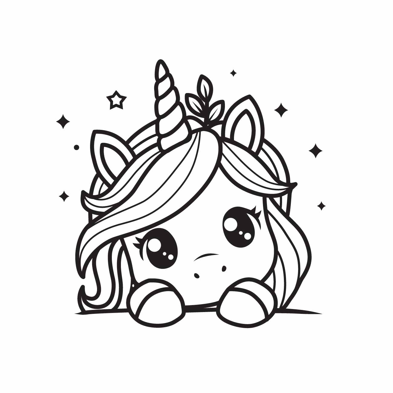 Shy Unicorn PNG SVG Instant Download