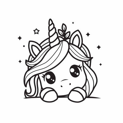 Shy Unicorn PNG SVG Instant Download
