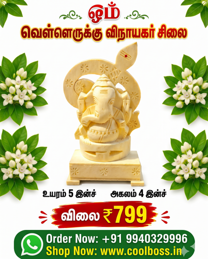 Natural Vellerukku Vinayagar Idol 5"