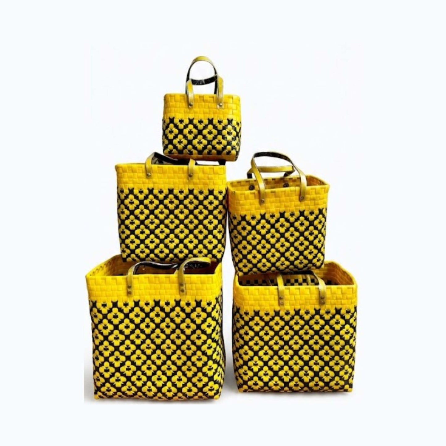 Handcrafted Yellow Flower Tape Wire Bag