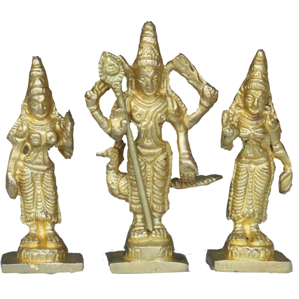 Murugan Valli Deivaanai Statue Brass 4.5 inches