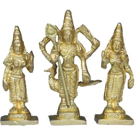 Murugan Valli Deivaanai Statue Brass 4.5 inches