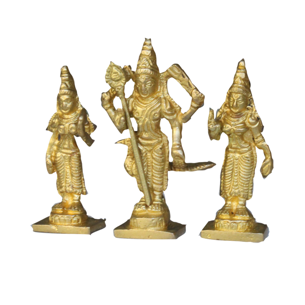 Murugan Valli Deivaanai Statue Brass 4.5 inches