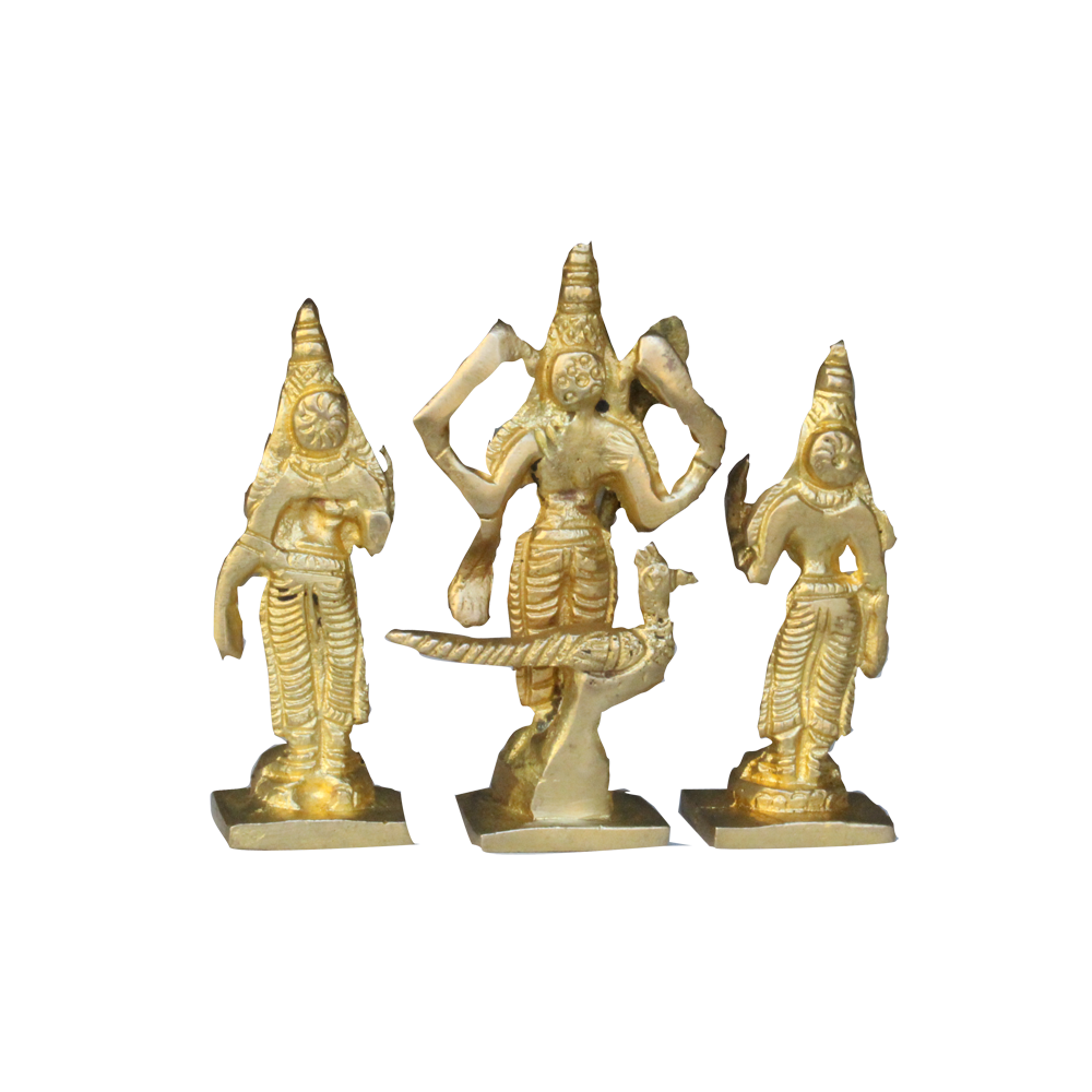 Murugan Valli Deivaanai Statue Brass 4.5 inches