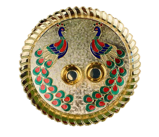Pooja Plate Kumkum Chandan Holder Box Brass 7 Inches