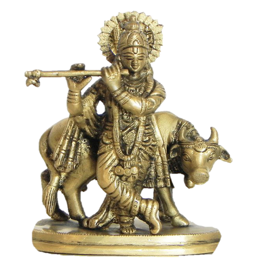 Lord Krishna Statue Brass 4.4 inches