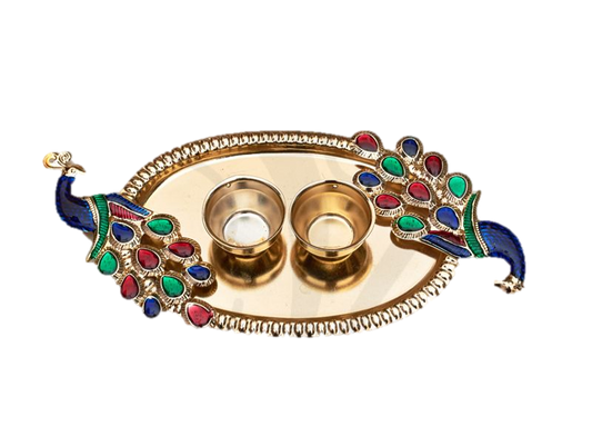 Peacock Design Pooja Thali 6.5 inches