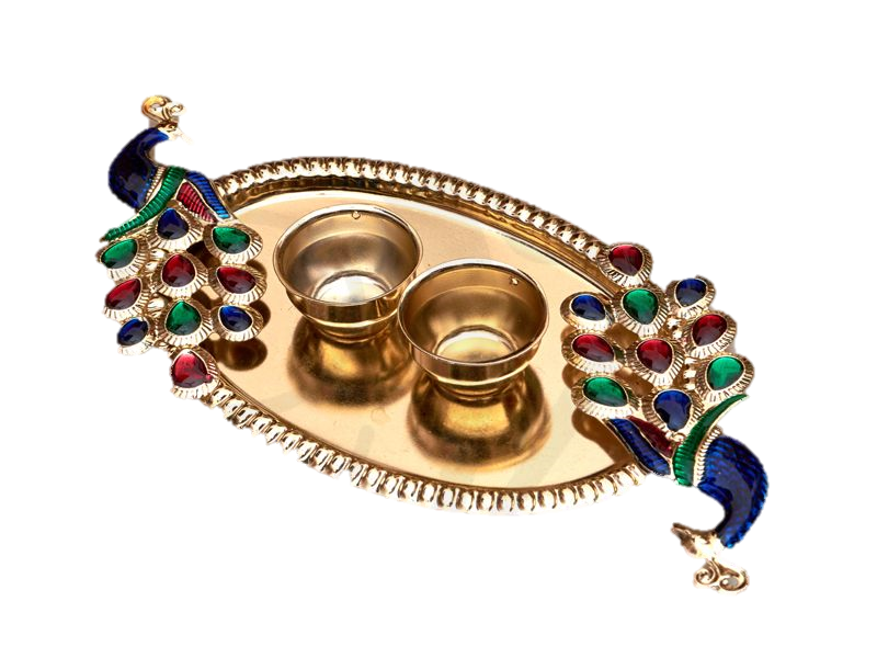 Peacock Design Pooja Thali 6.5 inches