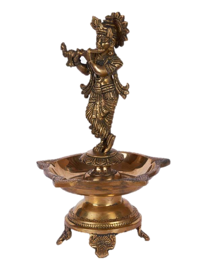 Krishna Statue Diya Brass