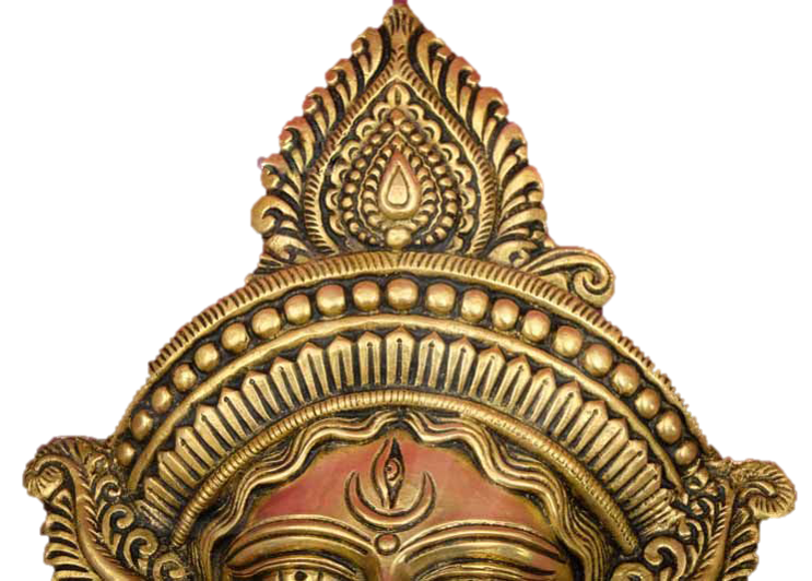 Durga Face Statue Brass 25 cm