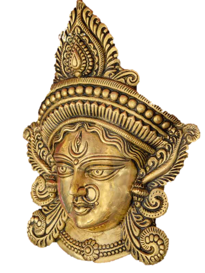 Durga Face Statue Brass 25 cm