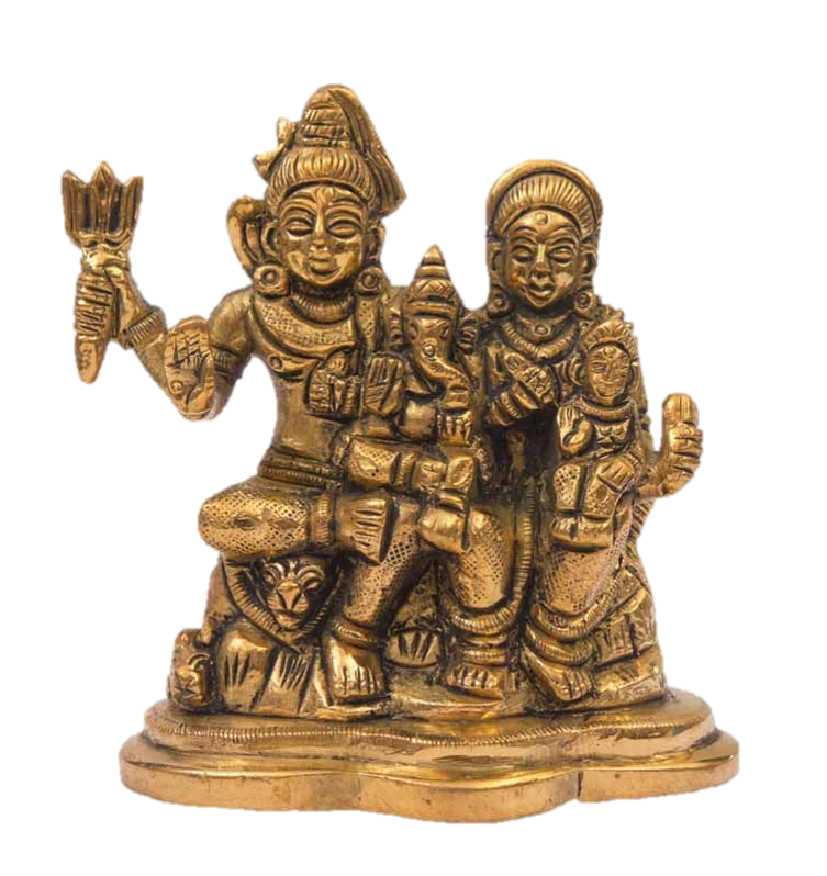 Lord Shiva Family Statue Brass 3.8 inches