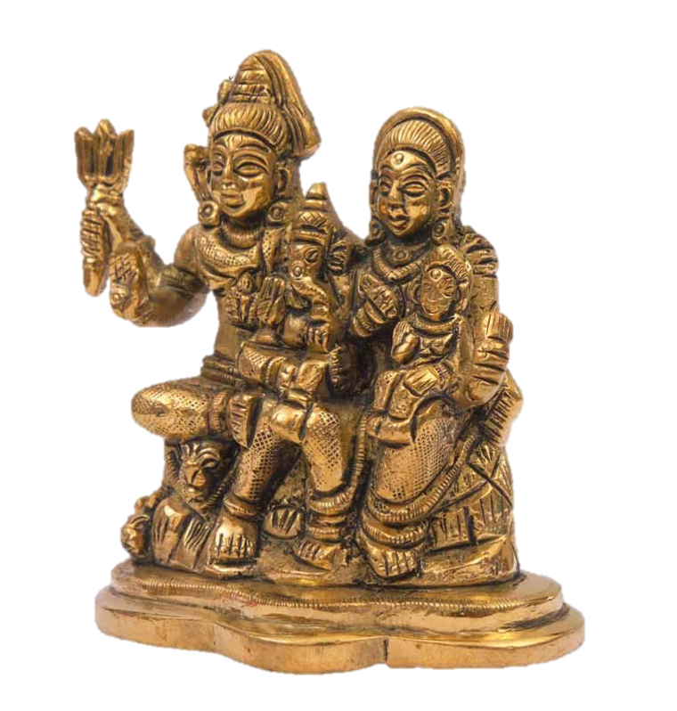 Lord Shiva Family Statue Brass 3.8 inches
