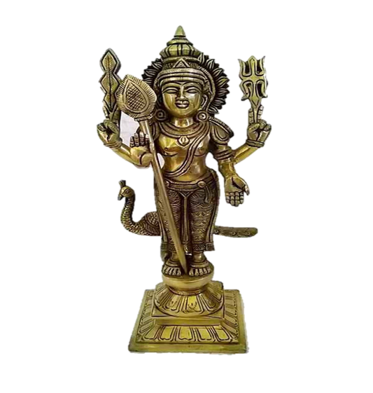 Lord Karthikeya Statue Brass 12 inches