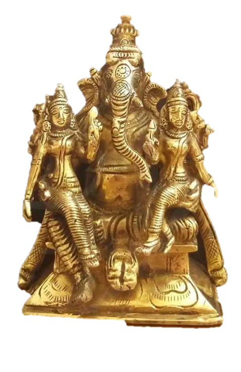 Siddhi Riddhi Vinayagar Statue Brass 7 Inches