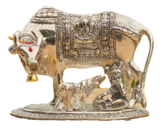 Kamadhenu Cow Statue Steel 18 cm