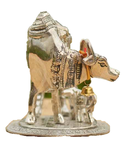 Kamadhenu Cow Statue Steel 18 cm